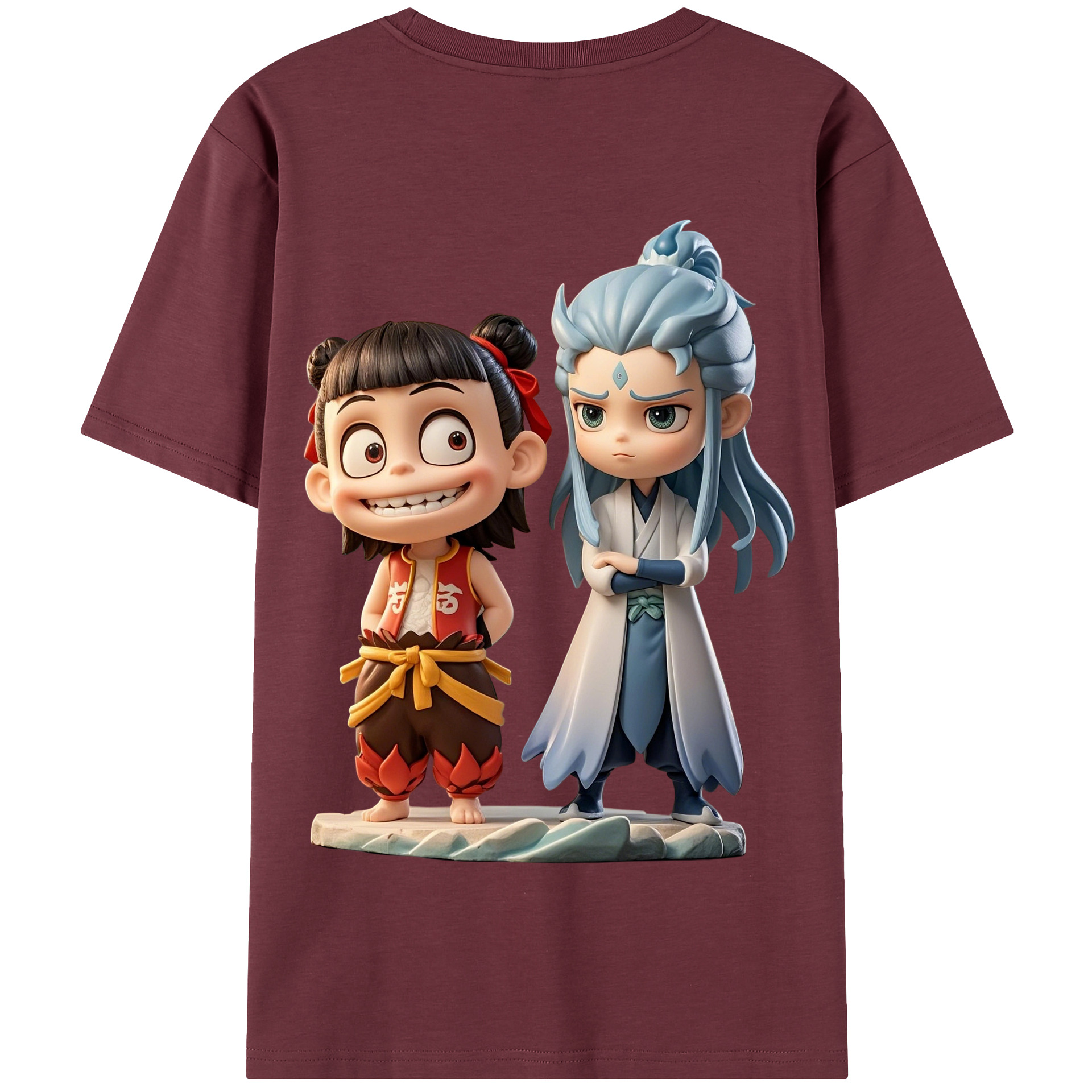 （画像用） Ne Zha 2 ナタ 魔童の大暴れ 綿100％半袖Tシャツ（背面プリント）
